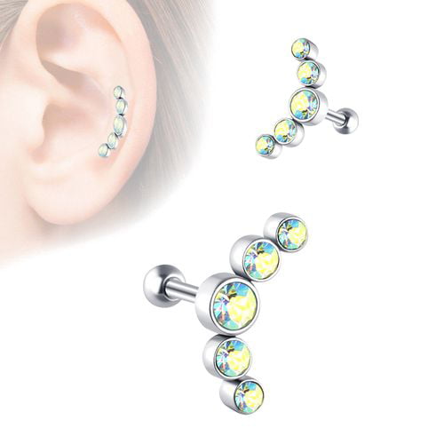 Zircon Letter Ear Bone Nail Tragus Earring Helix Cartilage Hoop Piercing Jewelry